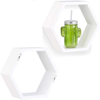 Étagère hexagonale sculptée en bois pour la décoration de la maison de ferme rustique