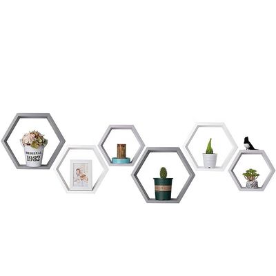 Type mural personnalisé étagères flottantes hexagonales en bois pour la décoration de chambre d'enfant