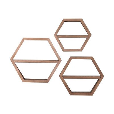 Étagères en bois en forme d'hexagone géométrique pour un organisateur de bureau de style moderne simple