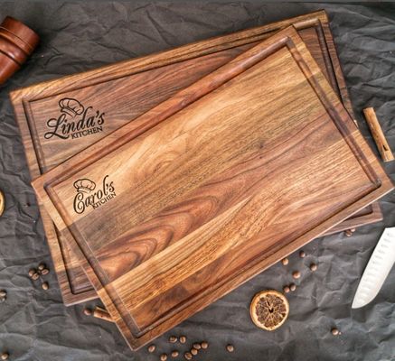 Logo personnalisé Acceptable 1,75 épaisseur grande planche de coupe de noix avec rainure de jus