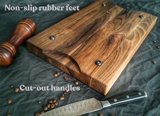 Logo personnalisé Acceptable 1,75 épaisseur grande planche de coupe de noix avec rainure de jus