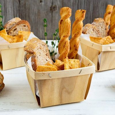 Couleur bois de bouleau ou de peuplier 4 x 4 pouces Pint Fruits paniers pour les décorations de fête