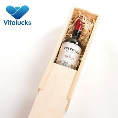 Emballage de boîte à vin non finie sur mesure avec boîte cadeau en bois de pin imprimée sur écran de soie