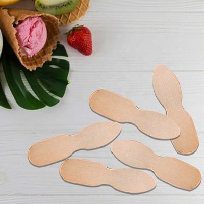 Logo personnalisé Bâtons de glace en bois Mini cuillères personnalisées en bois de bouleau