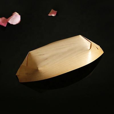Logo personnalisé Acceptable Birch Bamboo Boat Shape Voile bois plateau de sushi