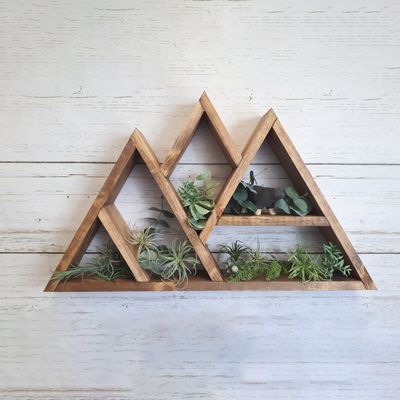 Étagère de montagne en bois naturel Multicouche Montée sur le mur Étagères flottantes d'affichage 26,75x16x3,5 pouces