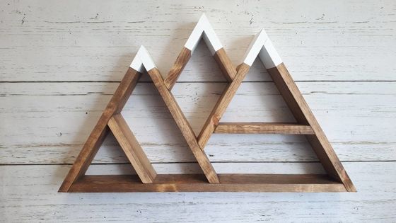 Étagère de montagne en bois naturel Multicouche Montée sur le mur Étagères flottantes d'affichage 26,75x16x3,5 pouces