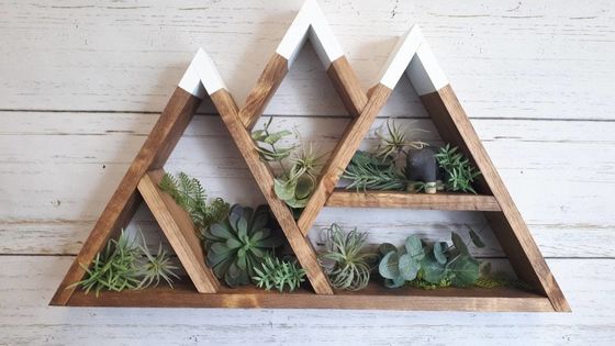 Étagère de montagne en bois naturel Multicouche Montée sur le mur Étagères flottantes d'affichage 26,75x16x3,5 pouces