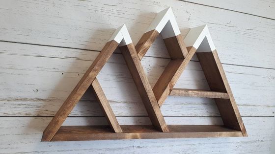 Étagère de montagne en bois naturel Multicouche Montée sur le mur Étagères flottantes d'affichage 26,75x16x3,5 pouces