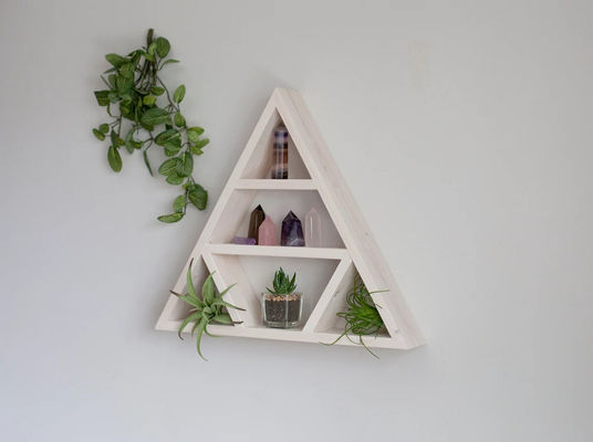 Étagère murale triangulaire en bois de design minimaliste Étagères d'affichage en cristal pour le stockage à domicile
