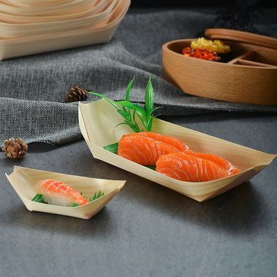 Bateau de service de sushi en bois 9 pouces moderne simple jetable pin bouleau de bambou