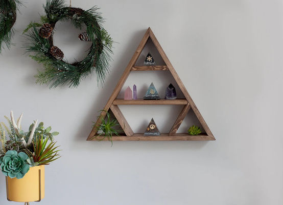 Étagère murale triangulaire en bois de design minimaliste Étagères d'affichage en cristal pour le stockage à domicile