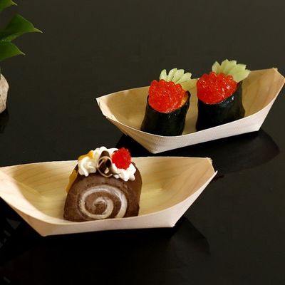 Bateau de service de sushi en bois 9 pouces moderne simple jetable pin bouleau de bambou