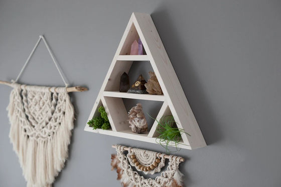Étagère murale triangulaire en bois de design minimaliste Étagères d'affichage en cristal pour le stockage à domicile