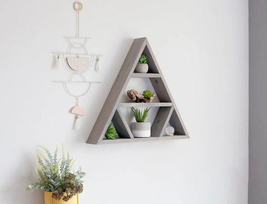 Étagère murale triangulaire en bois de design minimaliste Étagères d'affichage en cristal pour le stockage à domicile