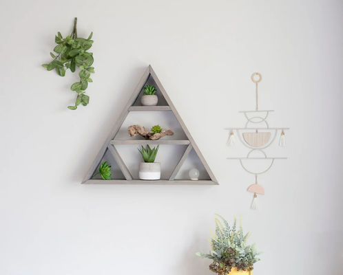 Étagère murale triangulaire en bois de design minimaliste Étagères d'affichage en cristal pour le stockage à domicile