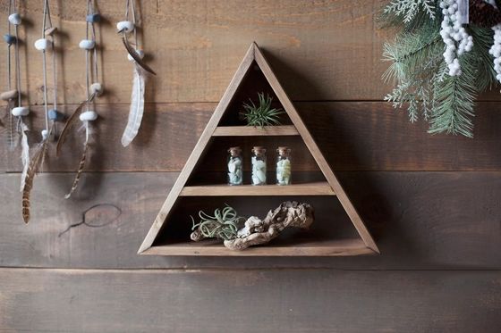 Meubles de salon sur mesure en bois fait à la main Monté sur le mur Étagère triangulaire flottante 16&quot; ou 18&quot; X3.2&quot; Design moderne