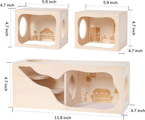 Maison en bois respirante pour petits animaux Chambre personnalisable pour se cacher et explorer