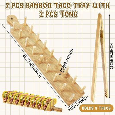 Ensemble de 2 porte-tacos en bois avec poignée et tong brûlé imprimerie couleur personnalisée