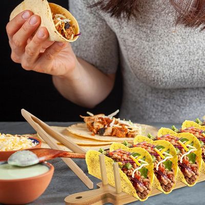 Ensemble de 2 porte-tacos en bois avec poignée et tong brûlé imprimerie couleur personnalisée