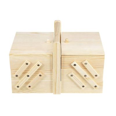 Organisateur de kit de couture pour toutes les saisons avec couleur naturelle et kit d'outils de presse dans une boîte en bois