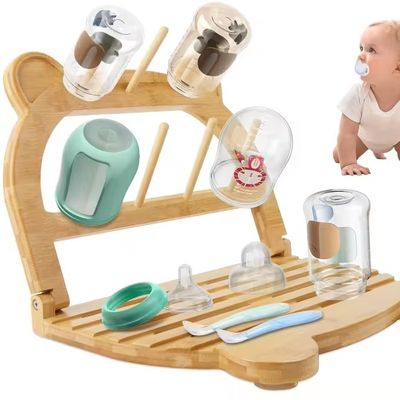 Porteur de sèche-bouteilles en bambou pour séchage rapide et économie d'espace