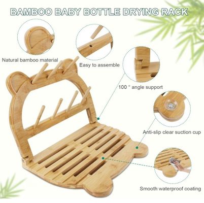 Porteur de sèche-bouteilles en bambou pour séchage rapide et économie d'espace