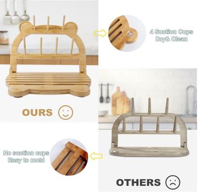 Porteur de sèche-bouteilles en bambou pour séchage rapide et économie d'espace