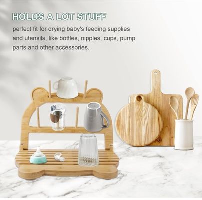 Porteur de sèche-bouteilles en bambou pour séchage rapide et économie d'espace