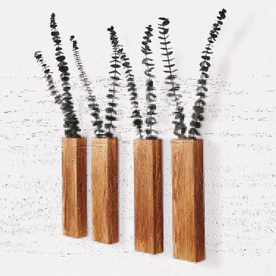 Plantes d'intérieur Fleurs séchées et fausses plantes vertes Vases de poche en bois 3 paquets