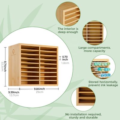 Stockage de bureau en bois peut contenir 126 marqueurs 48 couleurs pastel en bambou marqueur organisateur