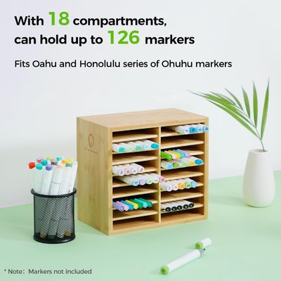 Stockage de bureau en bois peut contenir 126 marqueurs 48 couleurs pastel en bambou marqueur organisateur