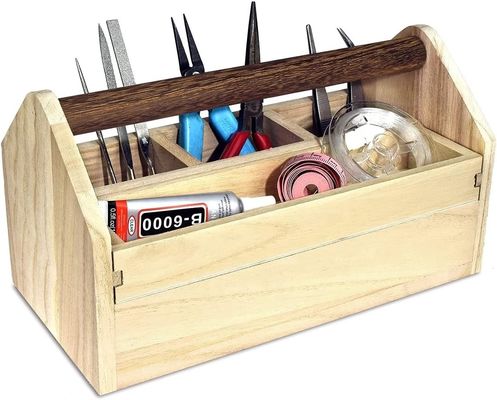 Commande personnalisée Acceptée Caisse de rangement d'outils artisanaux en bois de pin/bambous