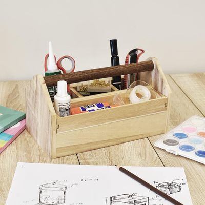 Commande personnalisée Acceptée Caisse de rangement d'outils artisanaux en bois de pin/bambous