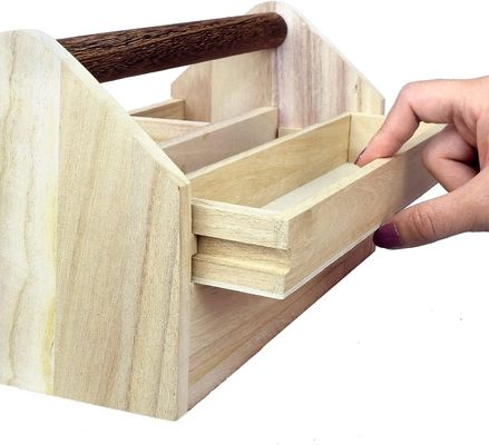 Commande personnalisée Acceptée Caisse de rangement d'outils artisanaux en bois de pin/bambous