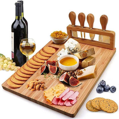 Taille personnalisée en bois de noix noire en vrac Bloc de coupe de bambou Cuisine Taille de coupe de fromage avec outils
