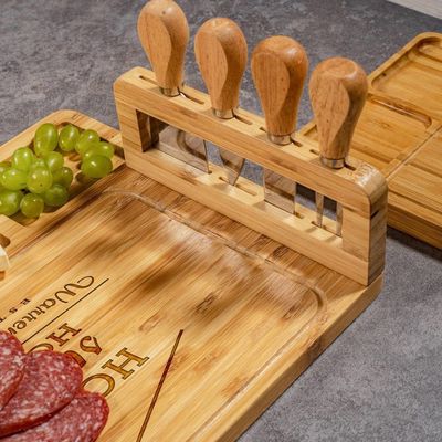 Taille personnalisée en bois de noix noire en vrac Bloc de coupe de bambou Cuisine Taille de coupe de fromage avec outils