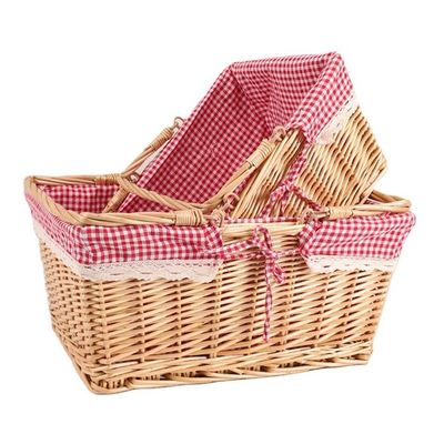 Rural Wind Cube Wicker Tissé à la main Jardin de pique-nique paniers de rangement avec poignée 30x20x15cm