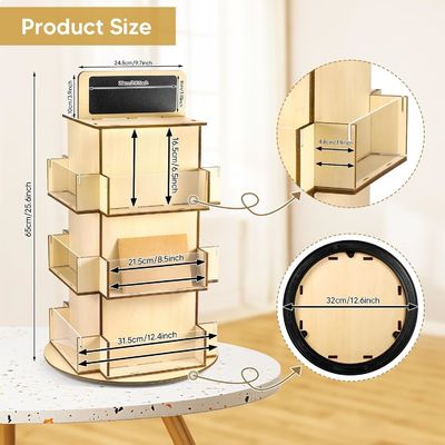 Matériau de verre en bois Plateau d'affichage de cartes postales en bois avec petit tableau noir de taille personnalisée