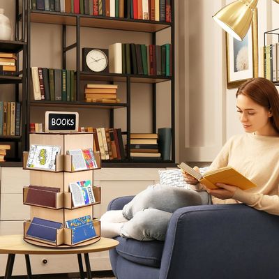 Matériau de verre en bois Plateau d'affichage de cartes postales en bois avec petit tableau noir de taille personnalisée