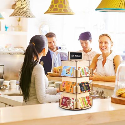 Matériau de verre en bois Plateau d'affichage de cartes postales en bois avec petit tableau noir de taille personnalisée