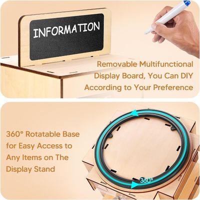 Matériau de verre en bois Plateau d'affichage de cartes postales en bois avec petit tableau noir de taille personnalisée