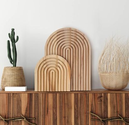 Tableau de coupe en bois en forme d'arc-en-ciel pour la décoration de la cuisine à domicile