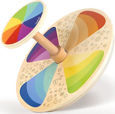 Siège de filateur en bois Asseyez-vous et tournez-vous plus grande taille Gravure laser Jouet d'activité de filature classique