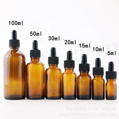 5 ml 10 ml 15 ml 20 ml 30 ml 50 ml 100 ml Bouteille de gouttelette en verre ambre avec un bocal en verre