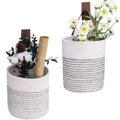 Panier à corde Petit coton suspendu au mur avec paniers de rangement en cuir en couleur personnalisée