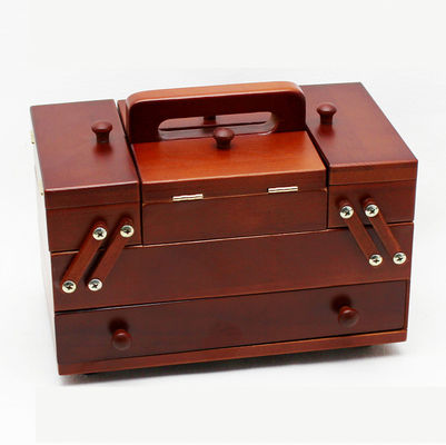 Kit de couture personnalisé avec boîte de couture en bois de pin de bois de couleur de salle de sélection d'espace