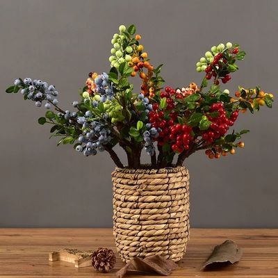 Fruits de Noël Plantes artificielles à base de baies rouges et bleues pour toutes les fêtes Occasion
