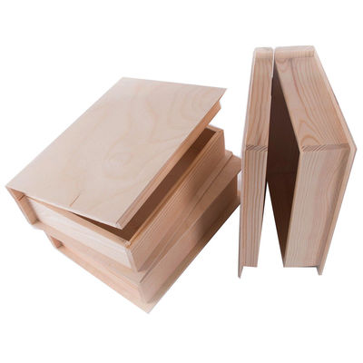 Boîte en forme de livre en bois de pin personnalisée pour l'artisanat de cadeaux en bois inachevé