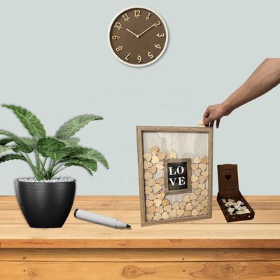 Décoration de mariage romantique en bois et en verre cadre personnalisé avec une grande photo